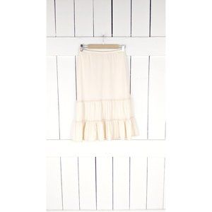 Vintage nylon ruffle lace midi slip skirt